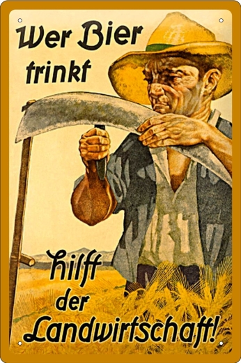 Blechschild - Wer Bier trinkt hilft der Landwirtschaft - BS658 (417)