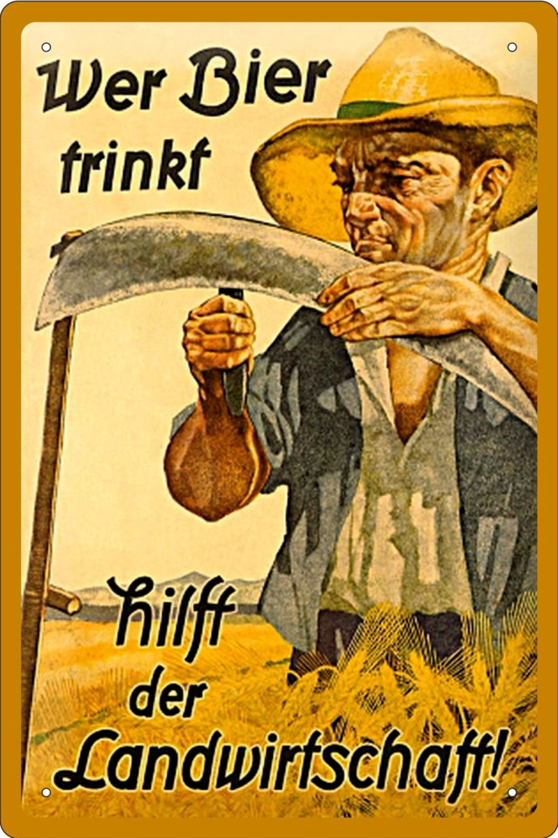 Blechschild - Wer Bier trinkt hilft der Landwirtschaft - BS658 (417)